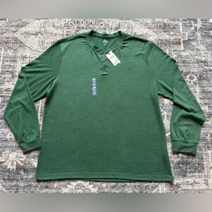 Nwt Mens Izod Saltwater Relaxed Classics Long Sleeve Green Henley Shirt Size XXL